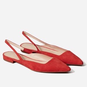 Everlane The Editor Slingback Persimmon Suede Leather Flats